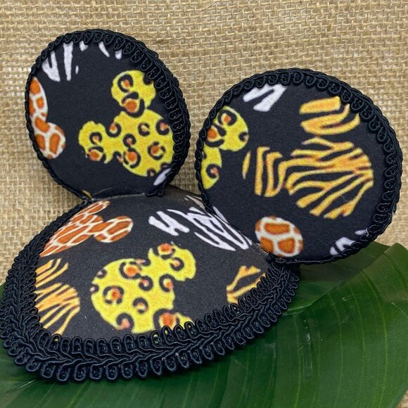 Disney Dooney Animal Print Mickey's HANDMADE Mouse Ear Hat/ Fascinator - Picture 1 of 4